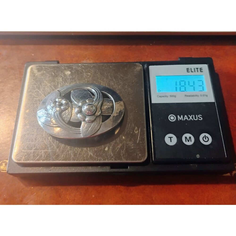 Georg Jensen Sterling Silver Floral Dogwood Brooch #13 Denmark 18.4g - Picture 6 of 7